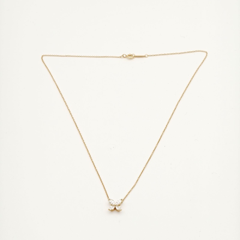 TIFFANY&CO 18K玫瑰金鑽石維多利亞系列四葉草項鏈小號-4