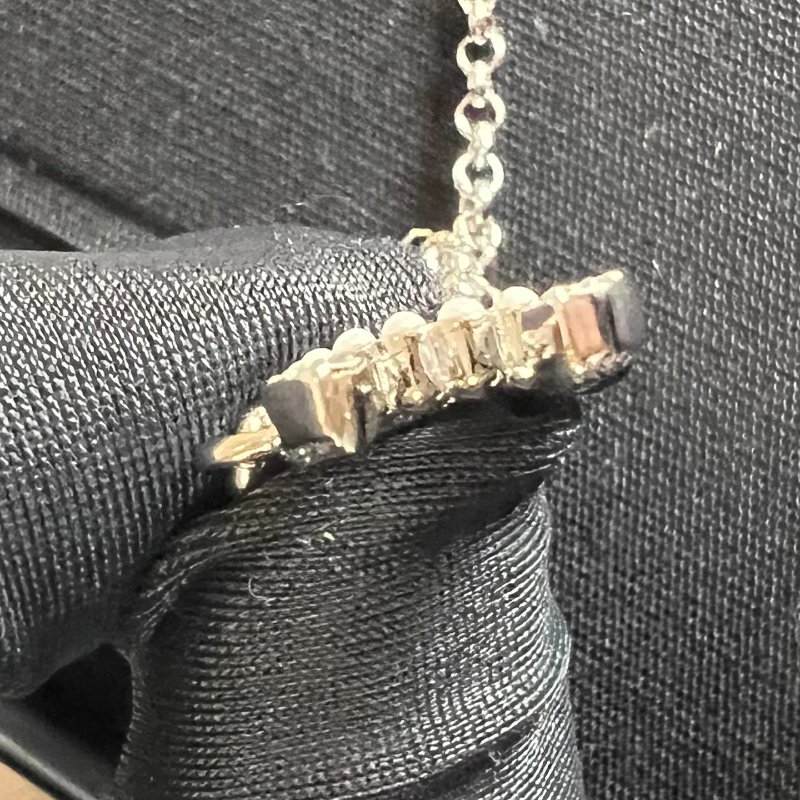 CHANEL B24/S 銀色方形水鑽項鍊-3