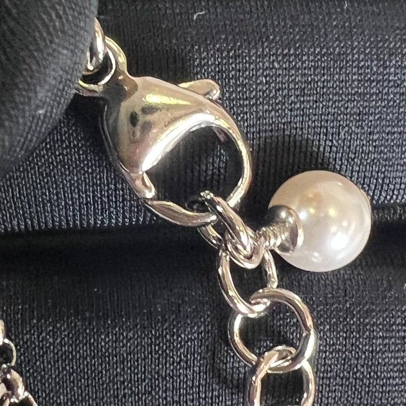 CHANEL B24/S 銀色方形水鑽項鍊-8