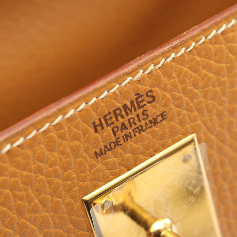 愛馬仕 Kelly 32 Sellier 單肩背包，Ardennes 皮革，棕色，金色五金，二手。-3