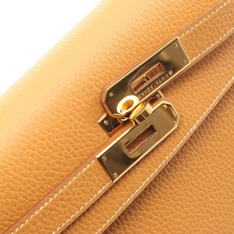 愛馬仕 Kelly 32 Sellier 單肩背包，Ardennes 皮革，棕色，金色五金，二手。-10