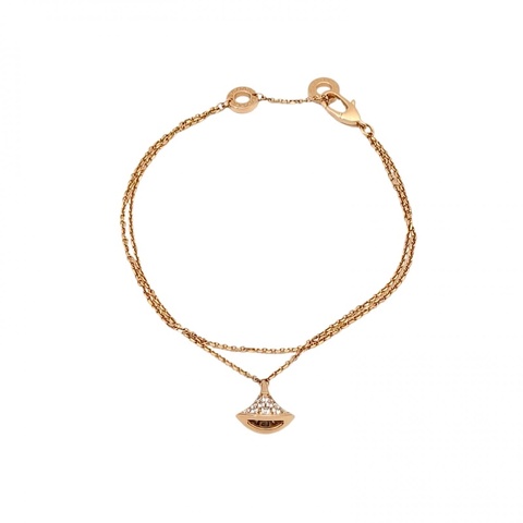 BVLGARI DIVASDREAM滿鑽18K小扇子手鏈18K玫瑰金/鑽石S-M碼