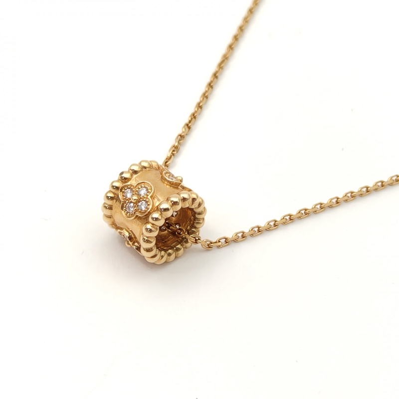 VAN CLEEF&ARPELS PerléeClovers萬花筒鑲鑽項鏈18K黃金/鑽石-1