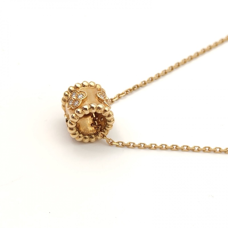 VAN CLEEF&ARPELS PerléeClovers萬花筒鑲鑽項鏈18K黃金/鑽石-2
