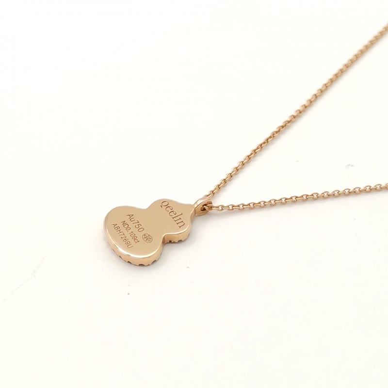 Qeelin 18K玫瑰金鑽石白貝母Wulu葫蘆邊鑲鑽項鏈-2