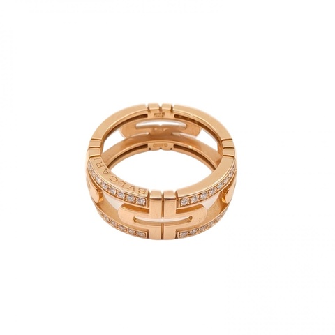 BVLGARI PARENTESI迴紋針半鑲鑽戒指18K玫瑰金/鑽石51