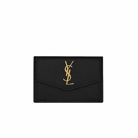 Yves Saint Laurent Uptown Flap Card Holder for Women in Black - 582305-1GF0J-1000