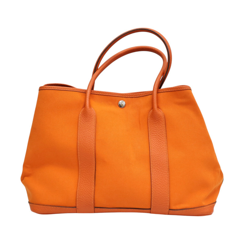 橘色 帆布 Garden Party 36 手提包 R刻【HERMES 愛馬仕】-0