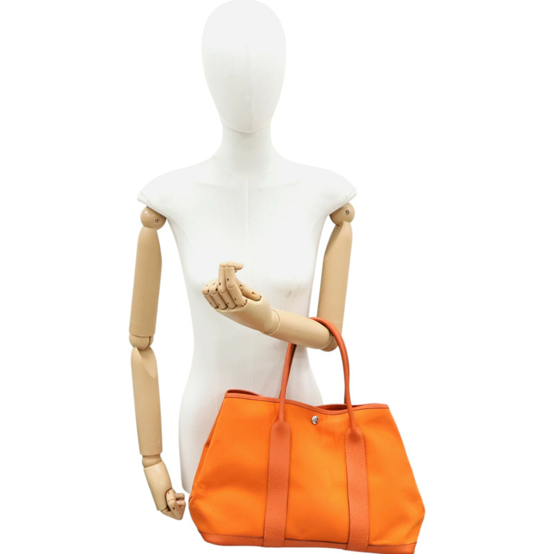 橘色 帆布 Garden Party 36 手提包 R刻【HERMES 愛馬仕】-6