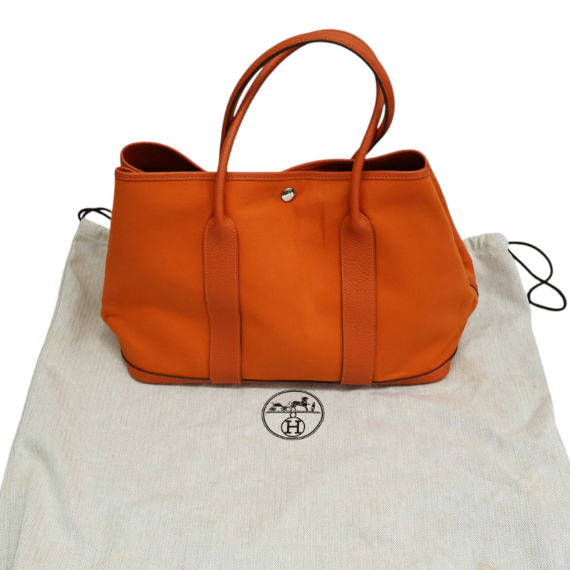 橘色 帆布 Garden Party 36 手提包 R刻【HERMES 愛馬仕】-7