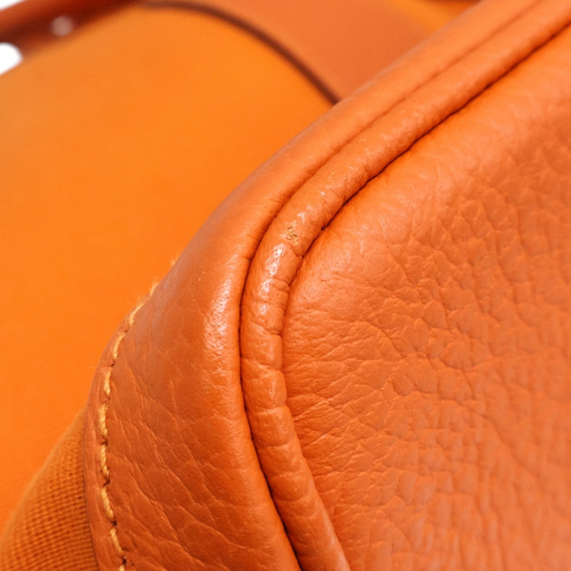 橘色 帆布 Garden Party 36 手提包 R刻【HERMES 愛馬仕】-9