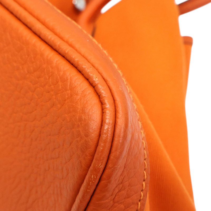 橘色 帆布 Garden Party 36 手提包 R刻【HERMES 愛馬仕】-10