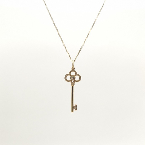 TIFFANY&CO TiffanyKeys皇冠鑰匙項鏈中號半鑽18K玫瑰金/鑽石