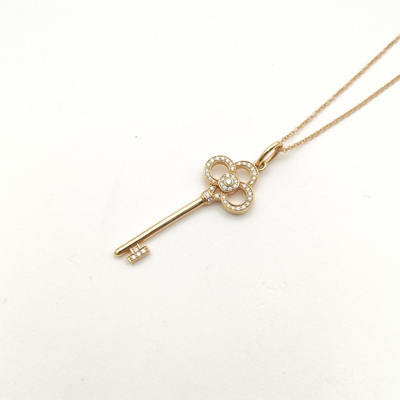 TIFFANY&CO TiffanyKeys皇冠鑰匙項鏈中號半鑽18K玫瑰金/鑽石-1