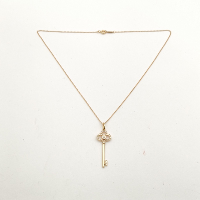 TIFFANY&CO TiffanyKeys皇冠鑰匙項鏈中號半鑽18K玫瑰金/鑽石-4