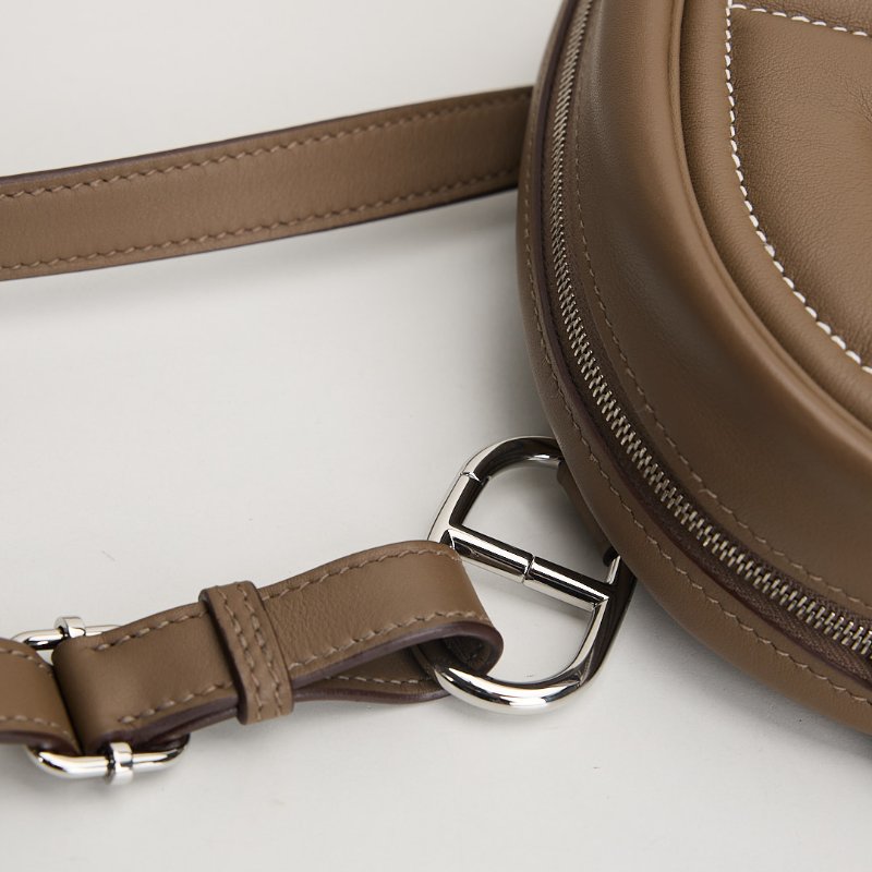 Hermès in the loop豬鼻子腰包 大象灰銀扣-10