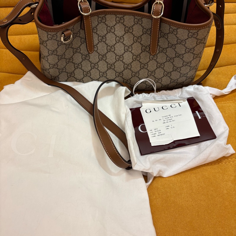 Gucci 古馳 老花 Emblem 肩背手提小型托特包/99新美品-4