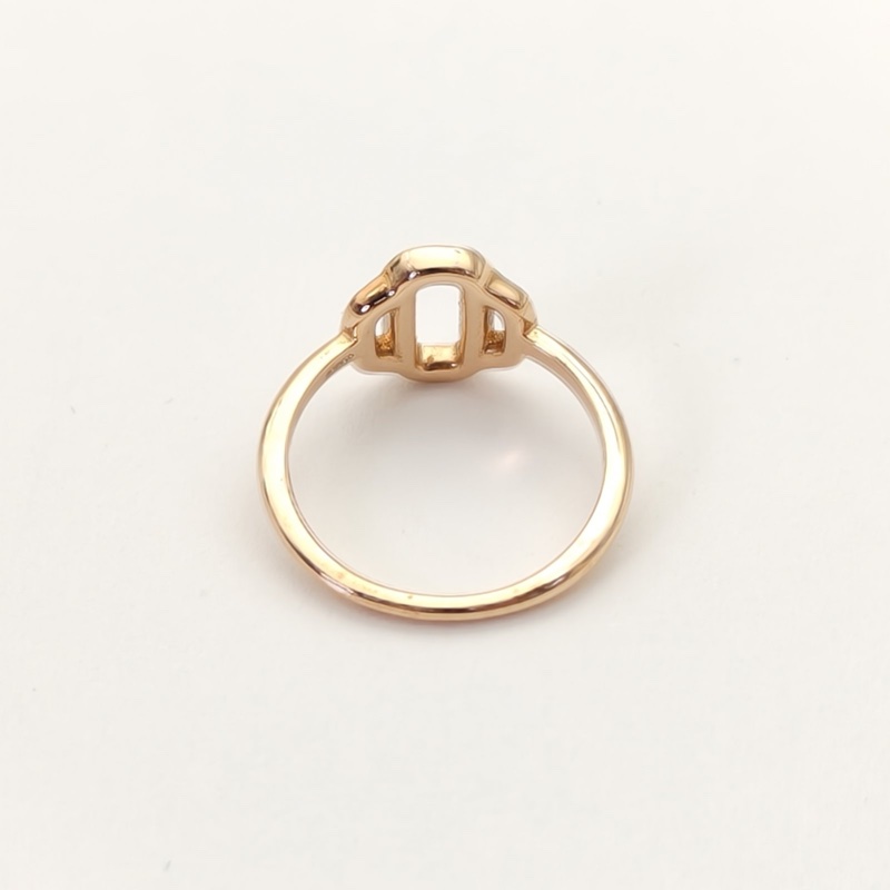 HERMES 18K玫瑰金鑽石皮帶扣鑲鑽戒指/51-2