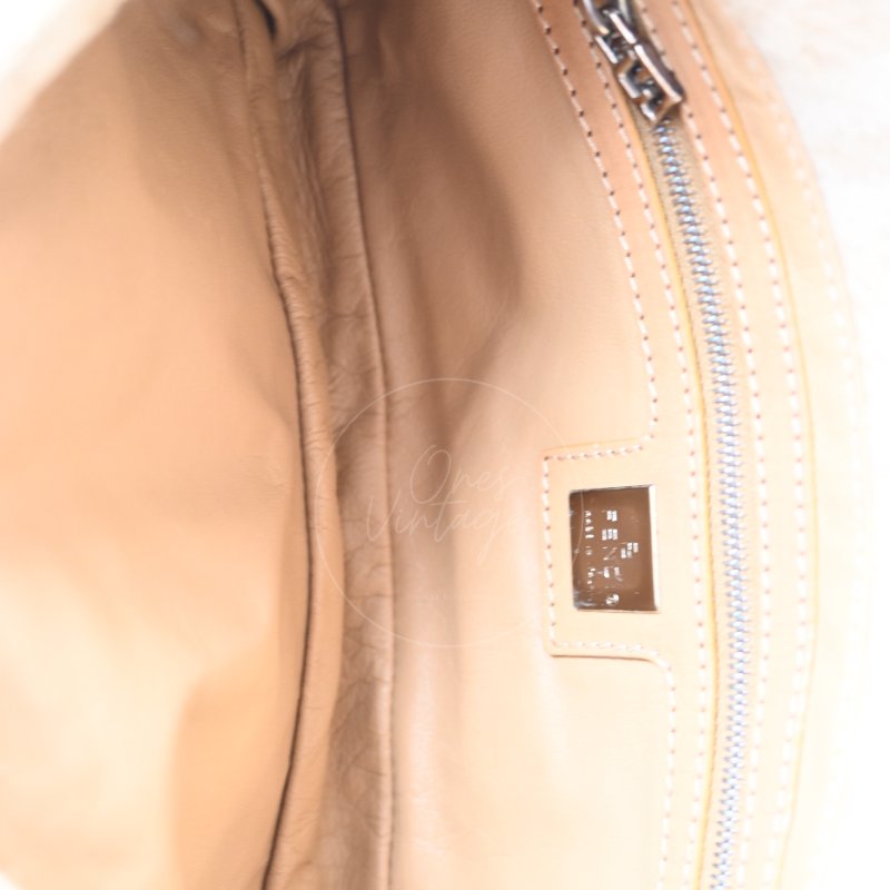 中古 芬迪 Fendi 米色 Beige  Zucca Baguette 法棍包 羊毛與皮革-16