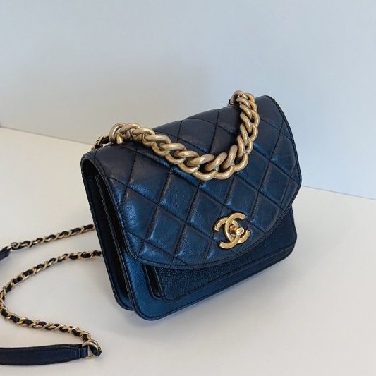 香奈兒/Chanel 黑金小號 孟買繫列 風琴郵差包口蓋包-2