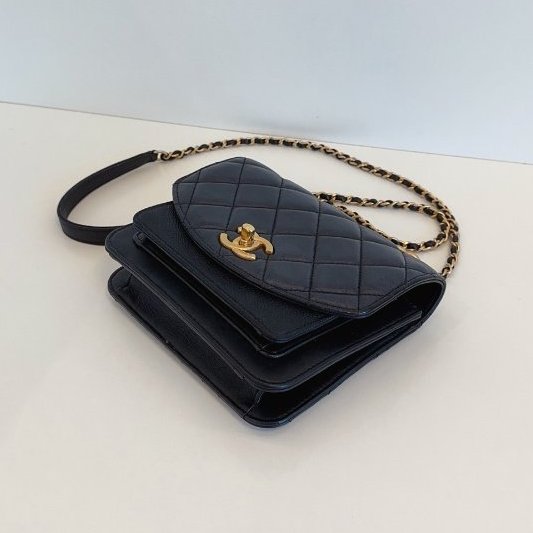 香奈兒/Chanel 黑金小號 孟買繫列 風琴郵差包口蓋包-5