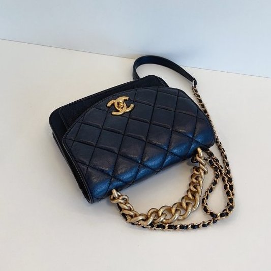 香奈兒/Chanel 黑金小號 孟買繫列 風琴郵差包口蓋包-6