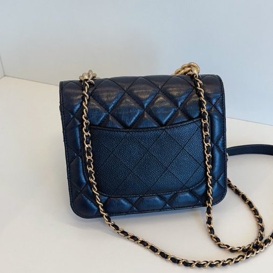 香奈兒/Chanel 黑金小號 孟買繫列 風琴郵差包口蓋包-8