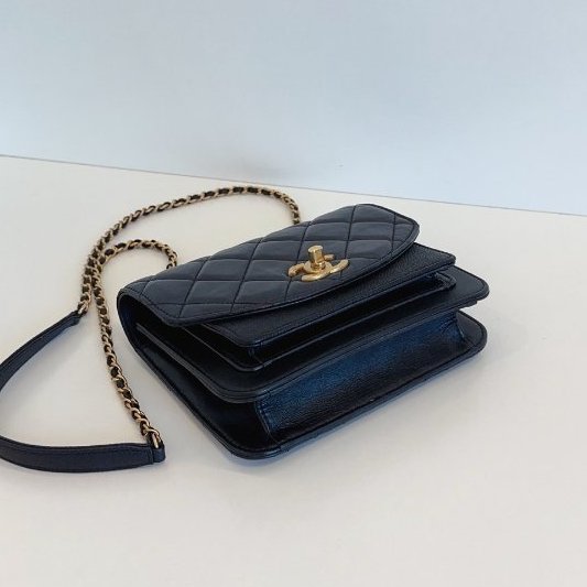 香奈兒/Chanel 黑金小號 孟買繫列 風琴郵差包口蓋包-9