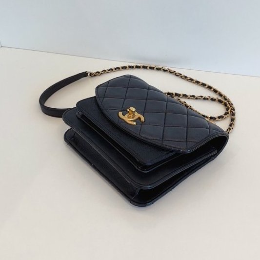 香奈兒/Chanel 黑金小號 孟買繫列 風琴郵差包口蓋包-10