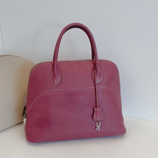 Hermes愛馬仕 Bolide Relax35 保齡球手提包 玫瑰木粉色 銀扣 swift皮-0