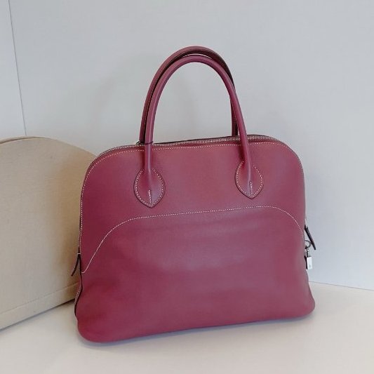 Hermes愛馬仕 Bolide Relax35 保齡球手提包 玫瑰木粉色 銀扣 swift皮-1