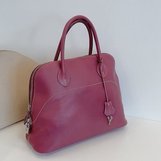 Hermes愛馬仕 Bolide Relax35 保齡球手提包 玫瑰木粉色 銀扣 swift皮-2