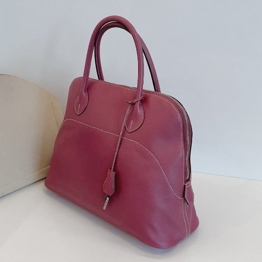 Hermes愛馬仕 Bolide Relax35 保齡球手提包 玫瑰木粉色 銀扣 swift皮-3