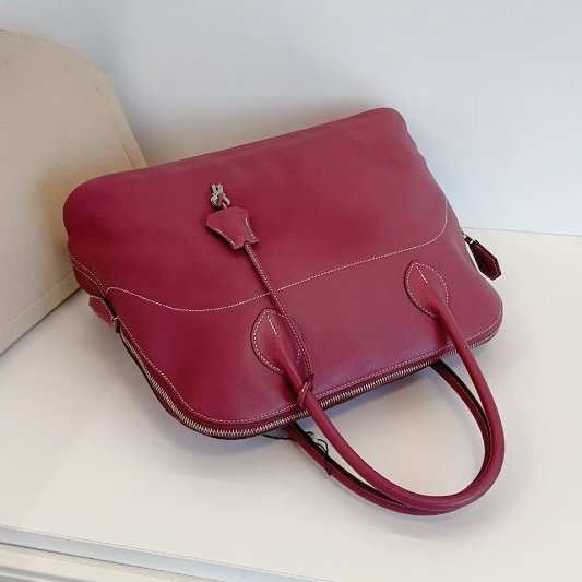 Hermes愛馬仕 Bolide Relax35 保齡球手提包 玫瑰木粉色 銀扣 swift皮-4