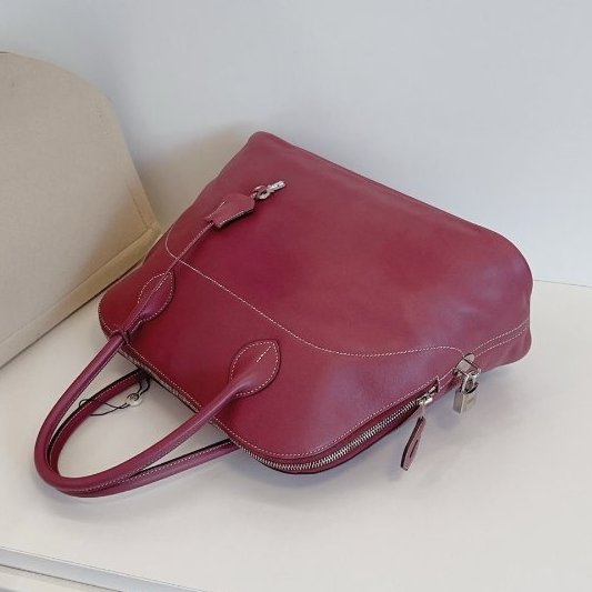 Hermes愛馬仕 Bolide Relax35 保齡球手提包 玫瑰木粉色 銀扣 swift皮-5