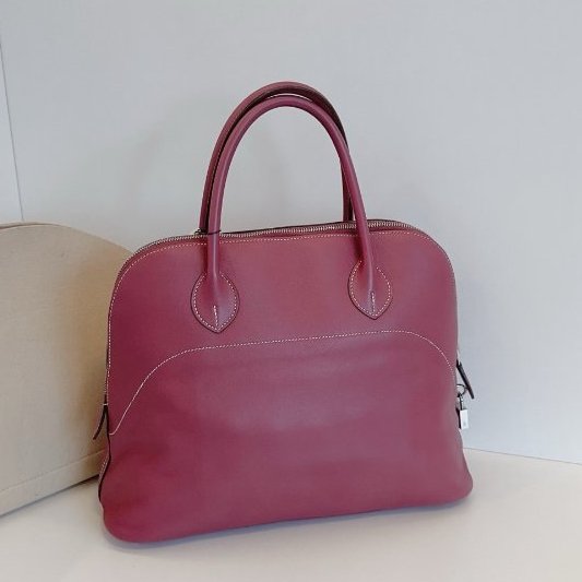 Hermes愛馬仕 Bolide Relax35 保齡球手提包 玫瑰木粉色 銀扣 swift皮-8