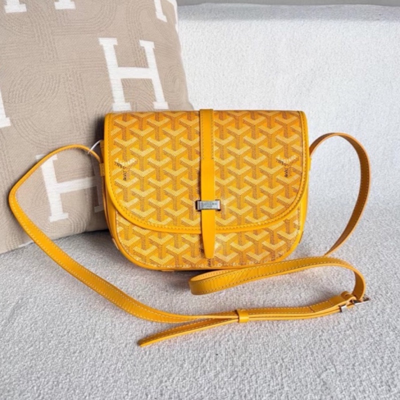 🥎Goyard戈雅亮黃銀扣Belvedere小號郵差包斜挎單肩包-10