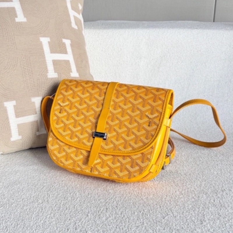 🥎Goyard戈雅亮黃銀扣Belvedere小號郵差包斜挎單肩包-13