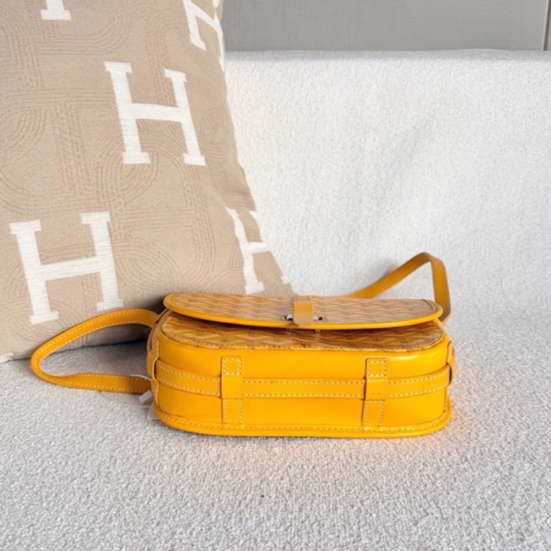 🥎Goyard戈雅亮黃銀扣Belvedere小號郵差包斜挎單肩包-14