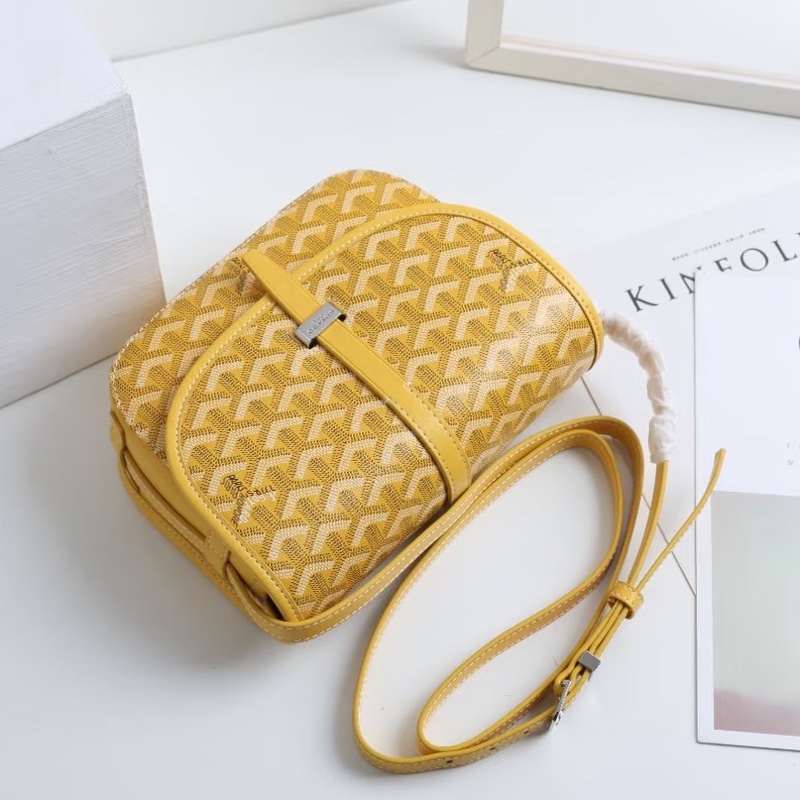 🥎Goyard戈雅亮黃銀扣Belvedere小號郵差包斜挎單肩包-20