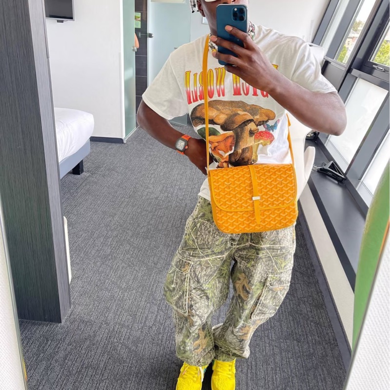 🥎Goyard戈雅亮黃銀扣Belvedere小號郵差包斜挎單肩包-22