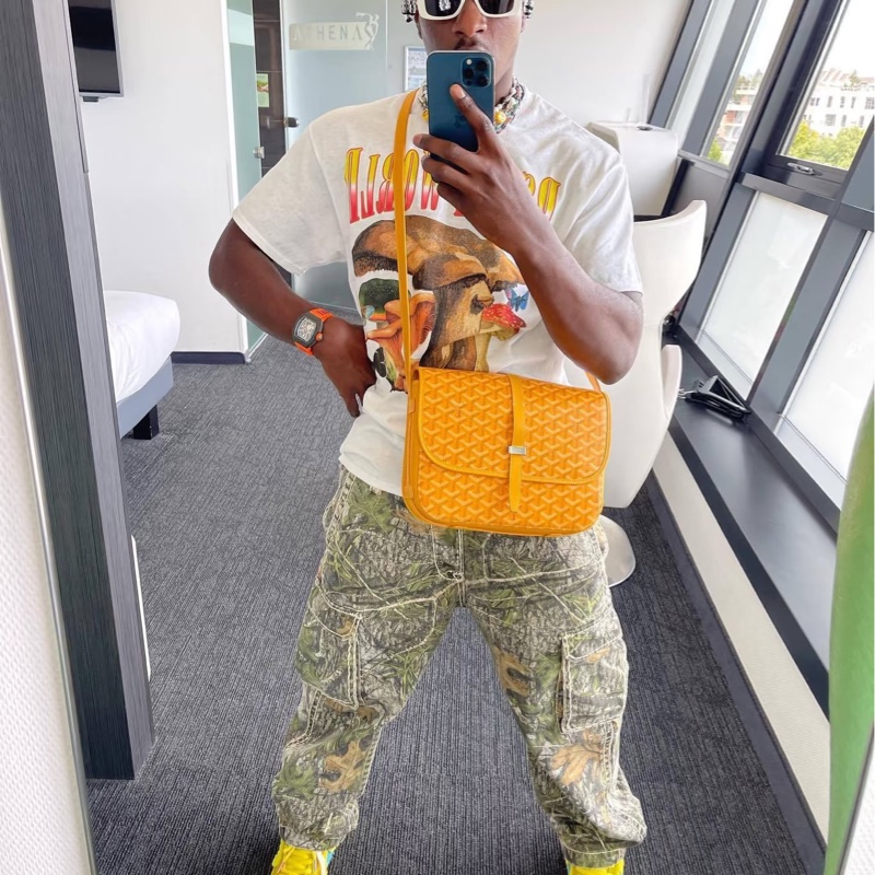 🥎Goyard戈雅亮黃銀扣Belvedere小號郵差包斜挎單肩包-24