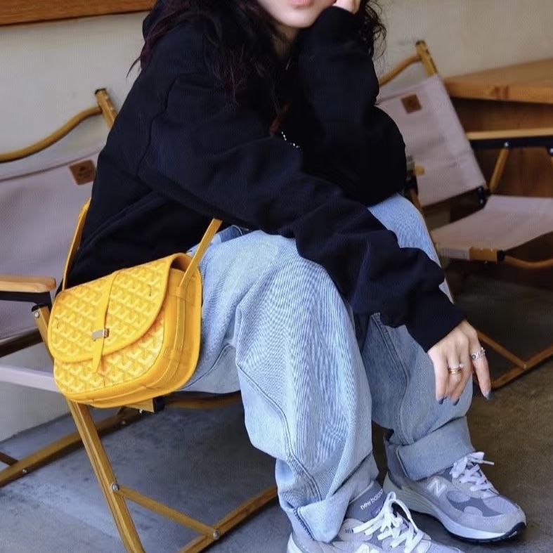 🥎Goyard戈雅亮黃銀扣Belvedere小號郵差包斜挎單肩包-26