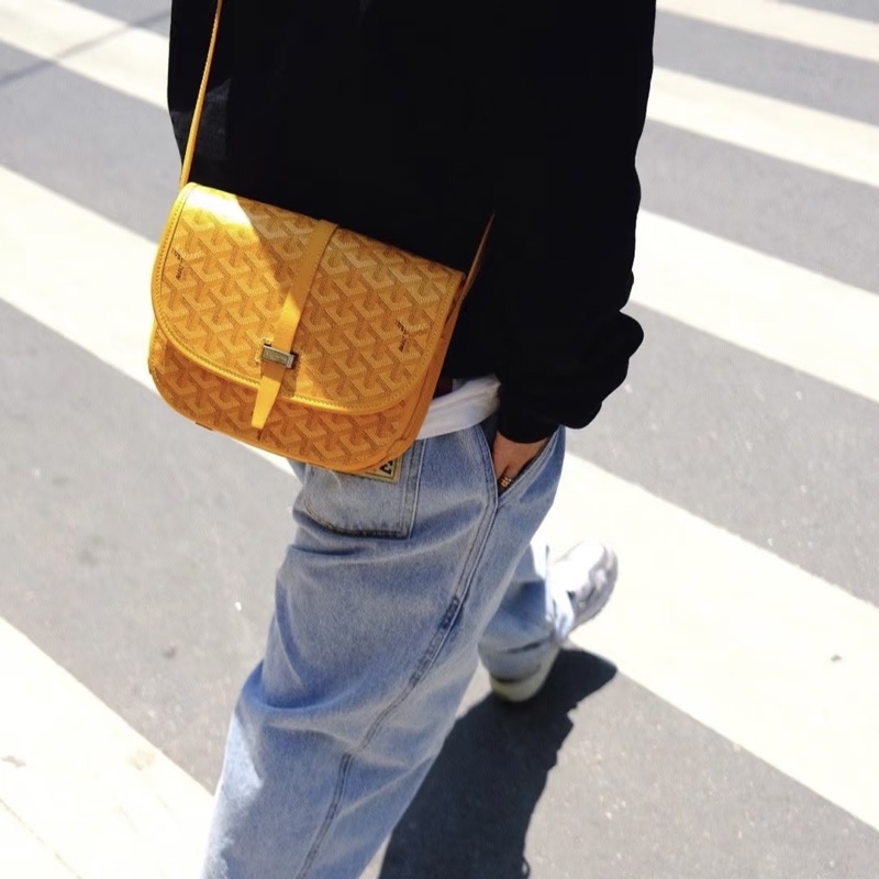 🥎Goyard戈雅亮黃銀扣Belvedere小號郵差包斜挎單肩包-27