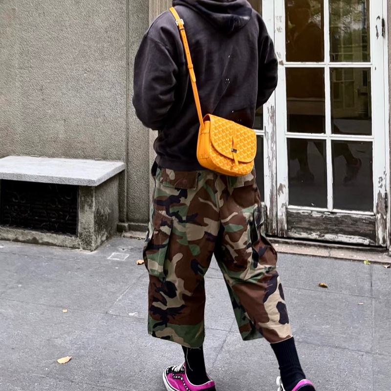 🥎Goyard戈雅亮黃銀扣Belvedere小號郵差包斜挎單肩包-29