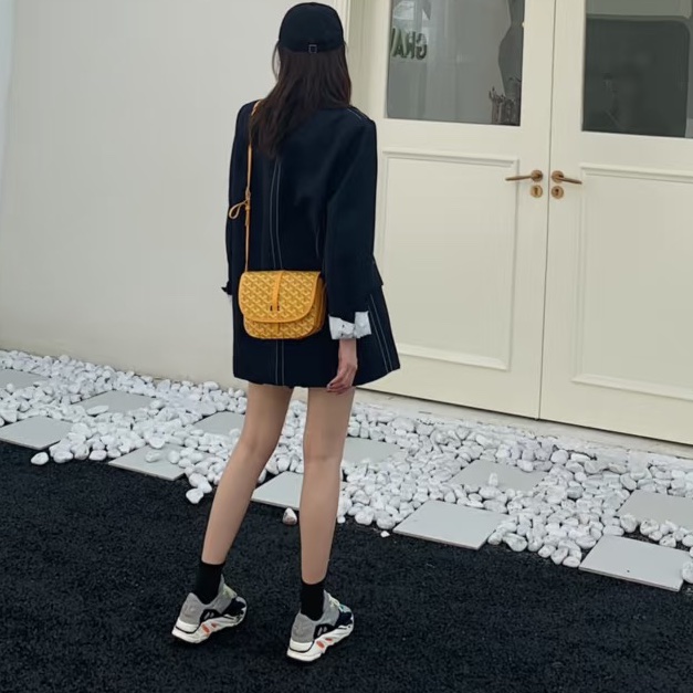 🥎Goyard戈雅亮黃銀扣Belvedere小號郵差包斜挎單肩包-31