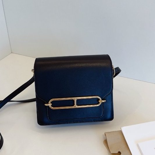 近新品 Hermes愛馬仕 Roulis19 Mini 黑金 ec皮-8