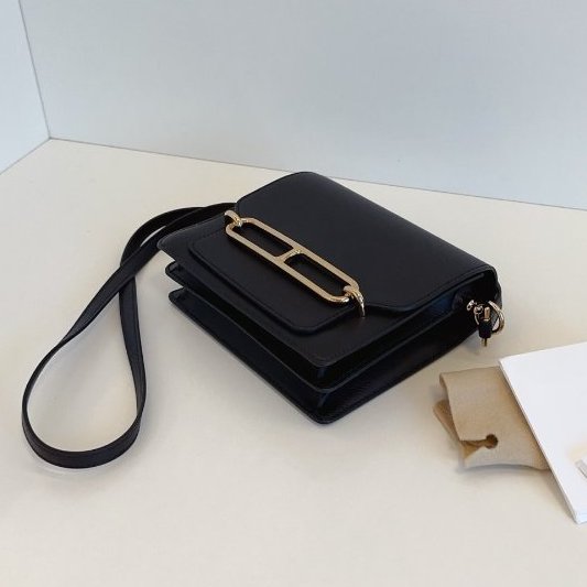 近新品 Hermes愛馬仕 Roulis19 Mini 黑金 ec皮-11