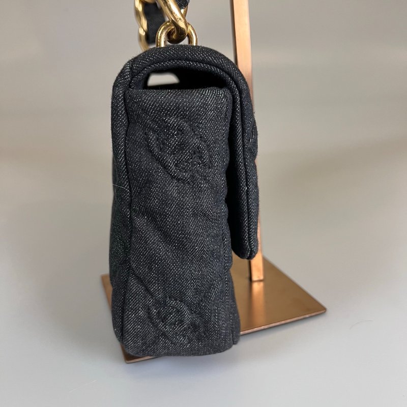 CHANEL 季節款牛仔粗金鍊單肩包 AS3216/晶片款-3