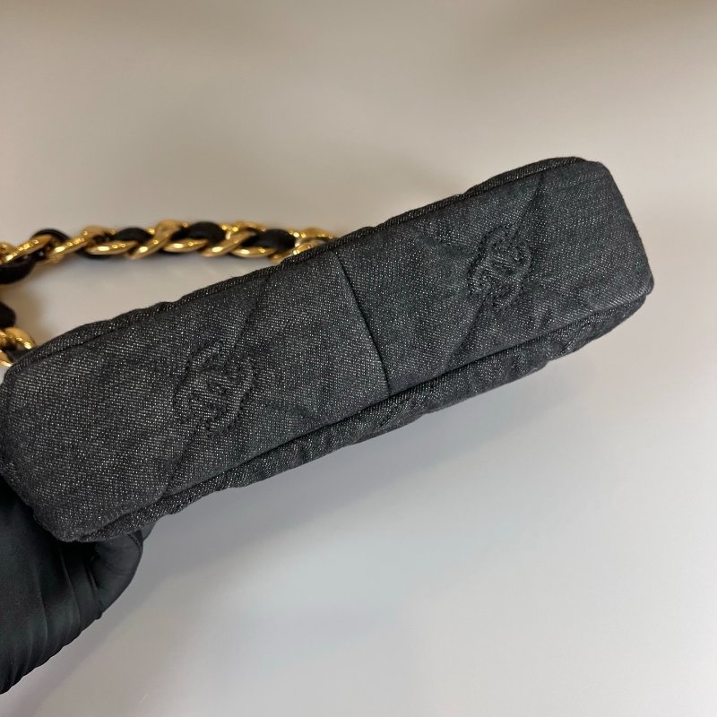 CHANEL 季節款牛仔粗金鍊單肩包 AS3216/晶片款-4